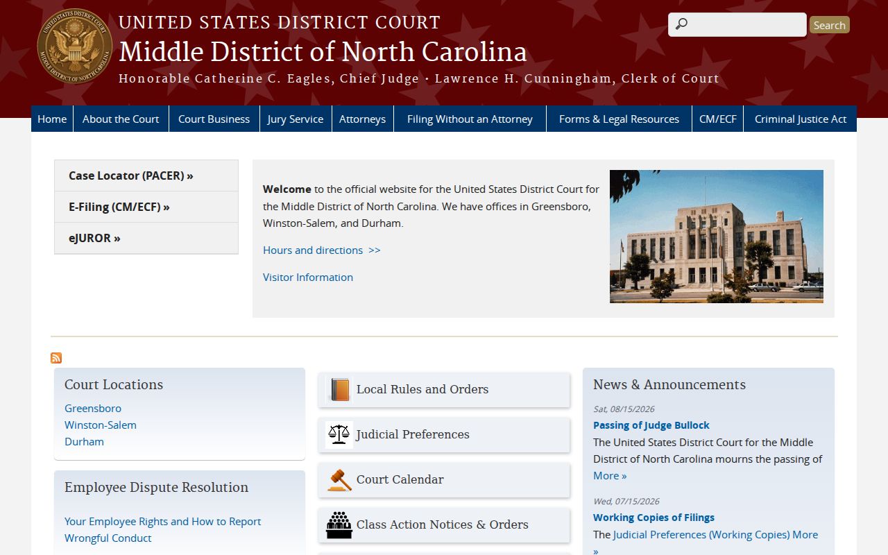 Rockingham civil docket Middle District federal court source