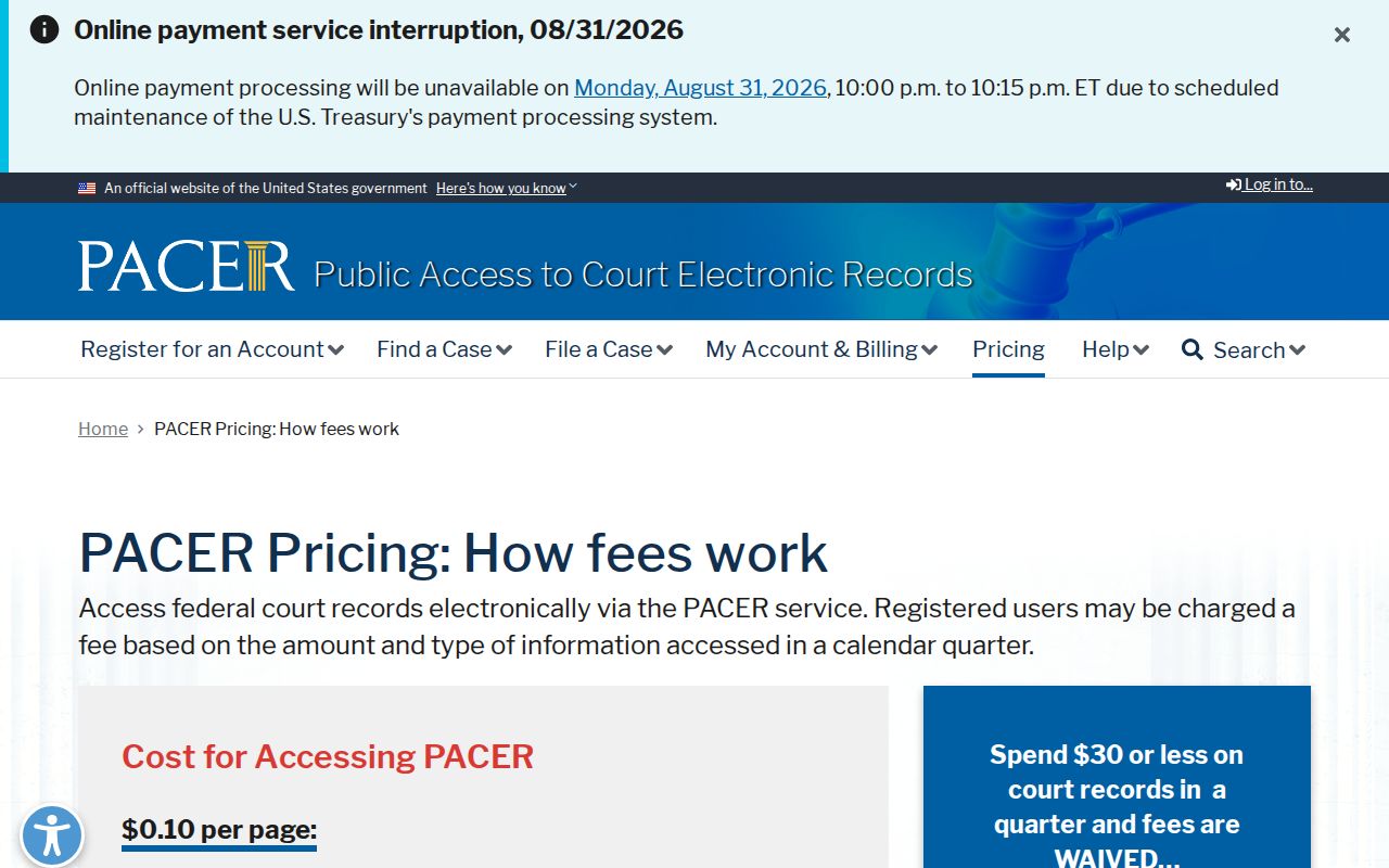 Rockingham civil docket PACER pricing source