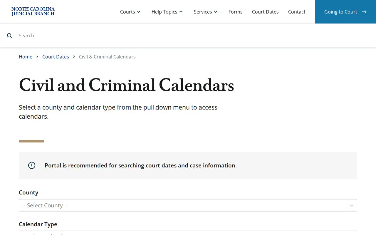 Rockingham court dates calendar search service